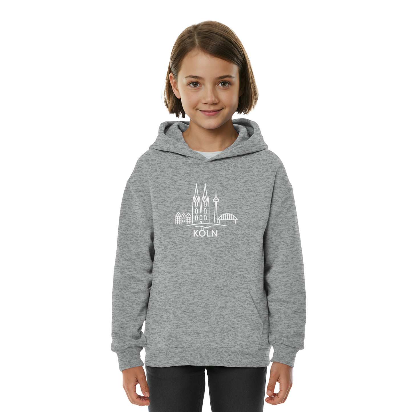 Köln Skyline (großer Druck auf der Brust) - Kids Basic Hoodie