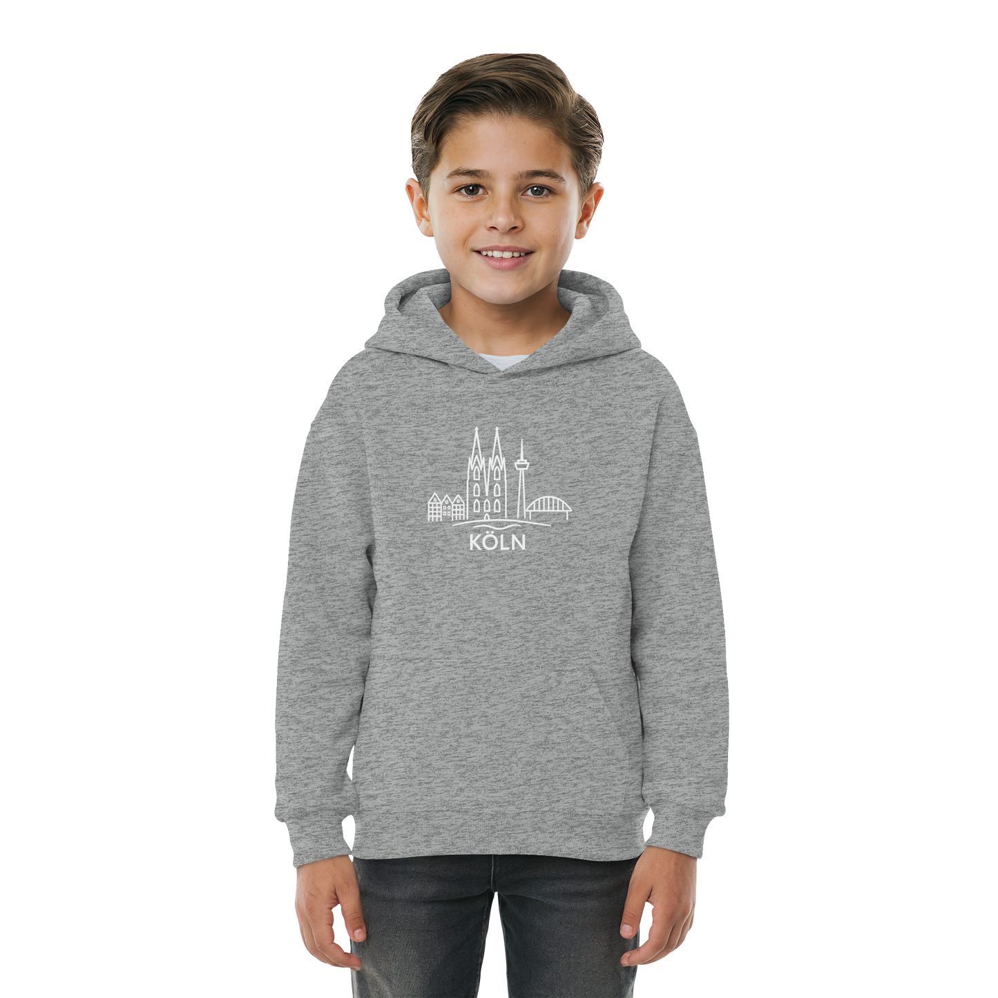 Köln Skyline (großer Druck auf der Brust) - Kids Basic Hoodie