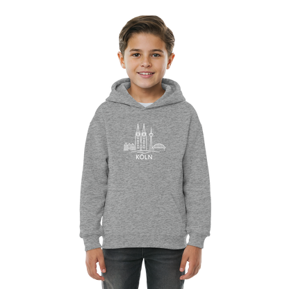 Köln Skyline (großer Druck auf der Brust) - Kids Basic Hoodie
