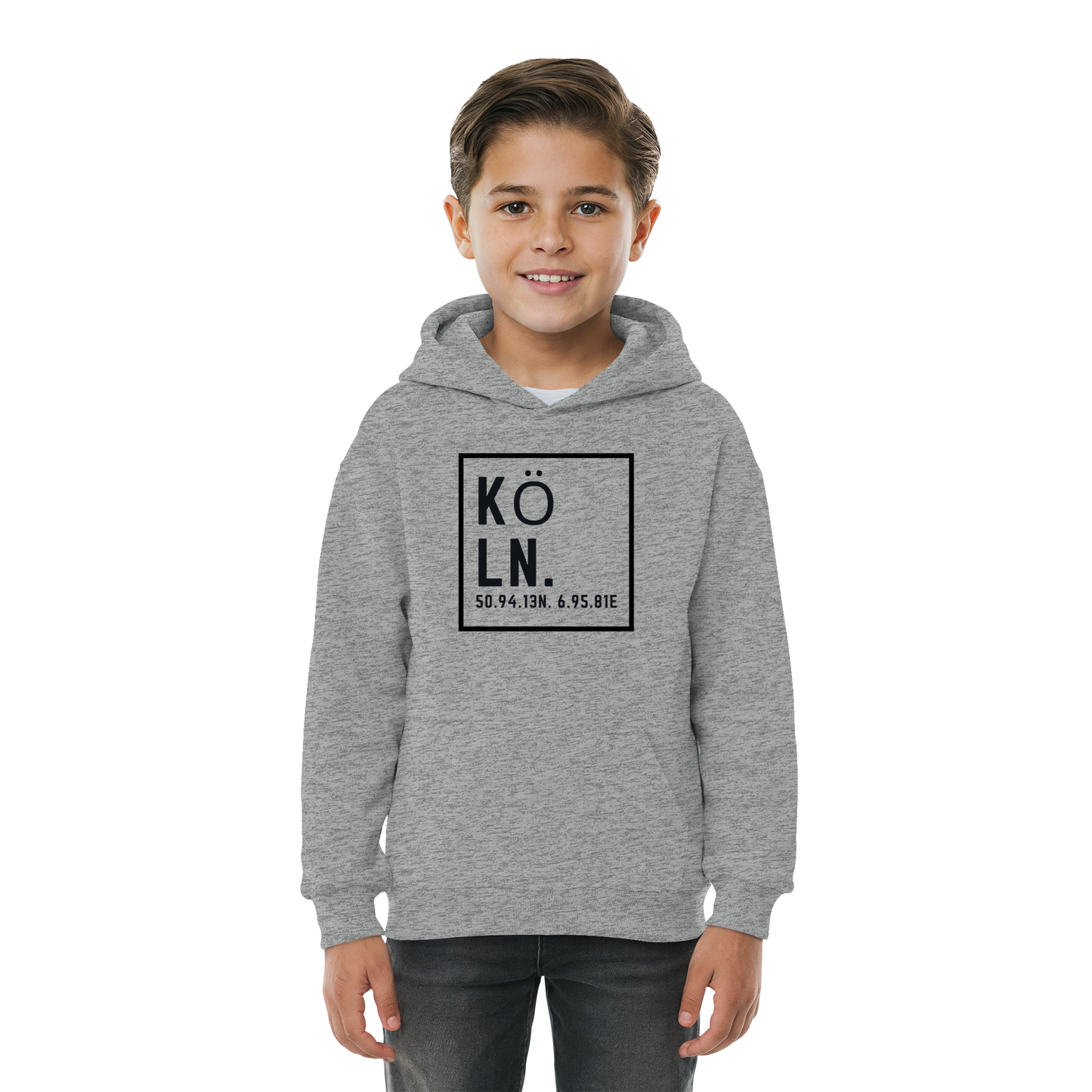 Köln Koordinaten (großer Druck auf der Brust) - Kids Basic Hoodie