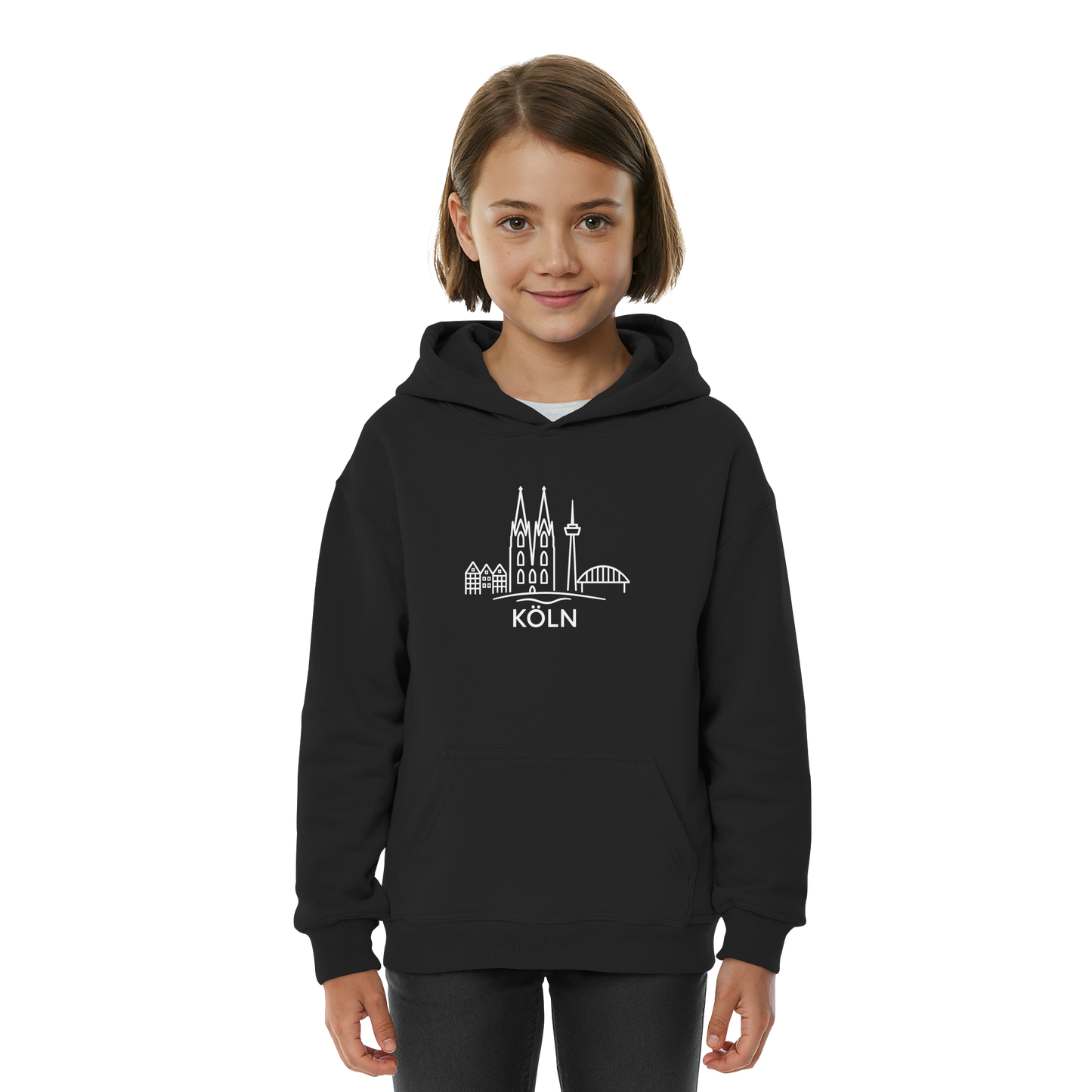 Köln Skyline (großer Druck auf der Brust) - Kids Basic Hoodie