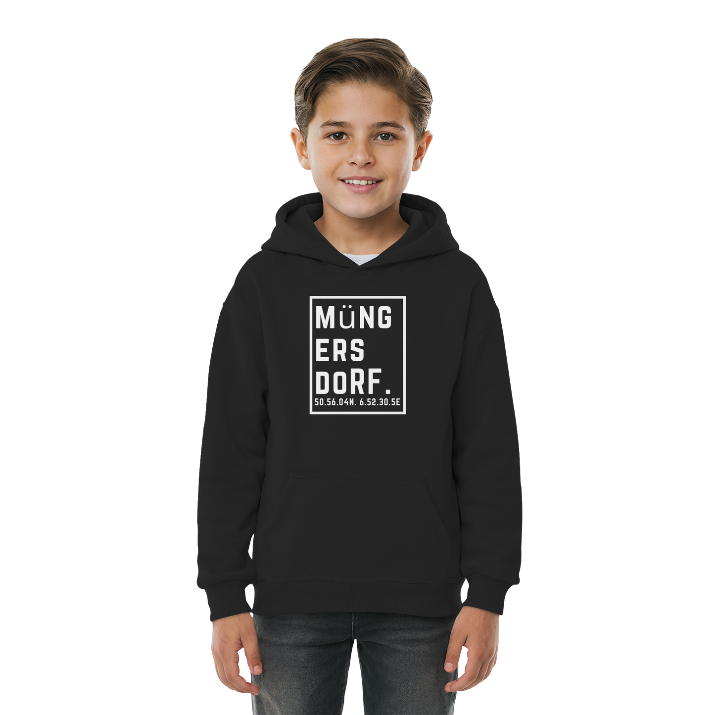 Müngersdorf Koordinaten (großer Druck auf der Brust) - Kids Basic Hoodie