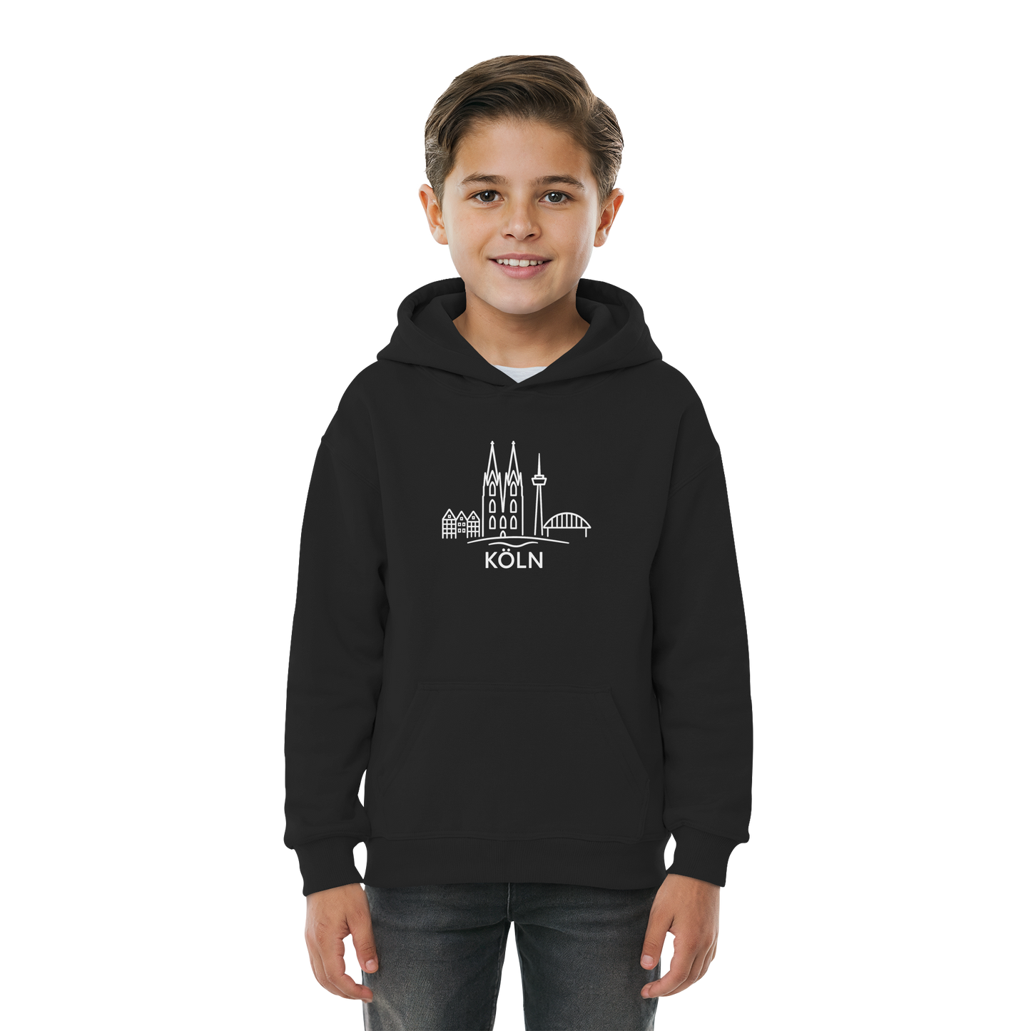Köln Skyline (großer Druck auf der Brust) - Kids Basic Hoodie