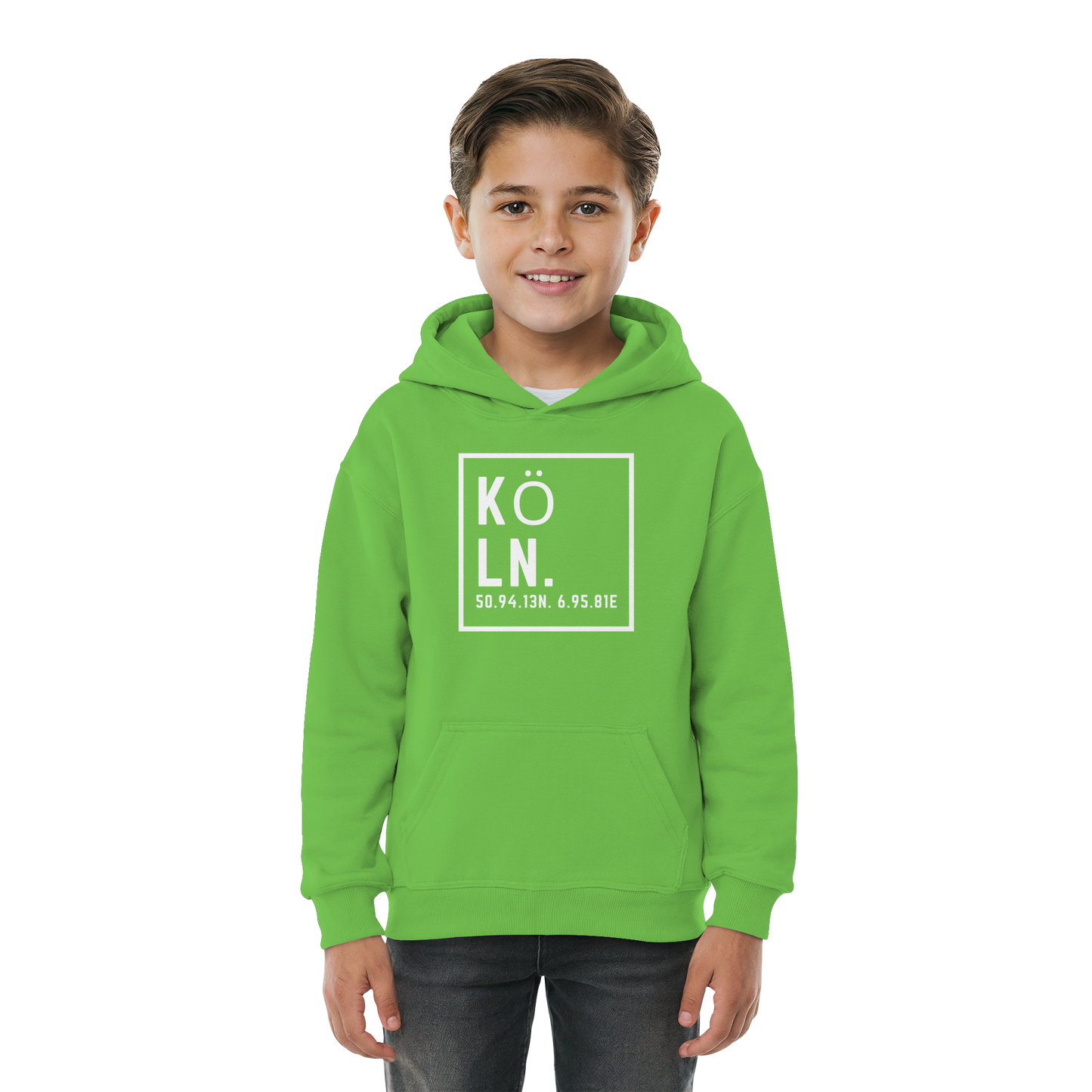 Köln Koordinaten (großer Druck auf der Brust) - Kids Basic Hoodie
