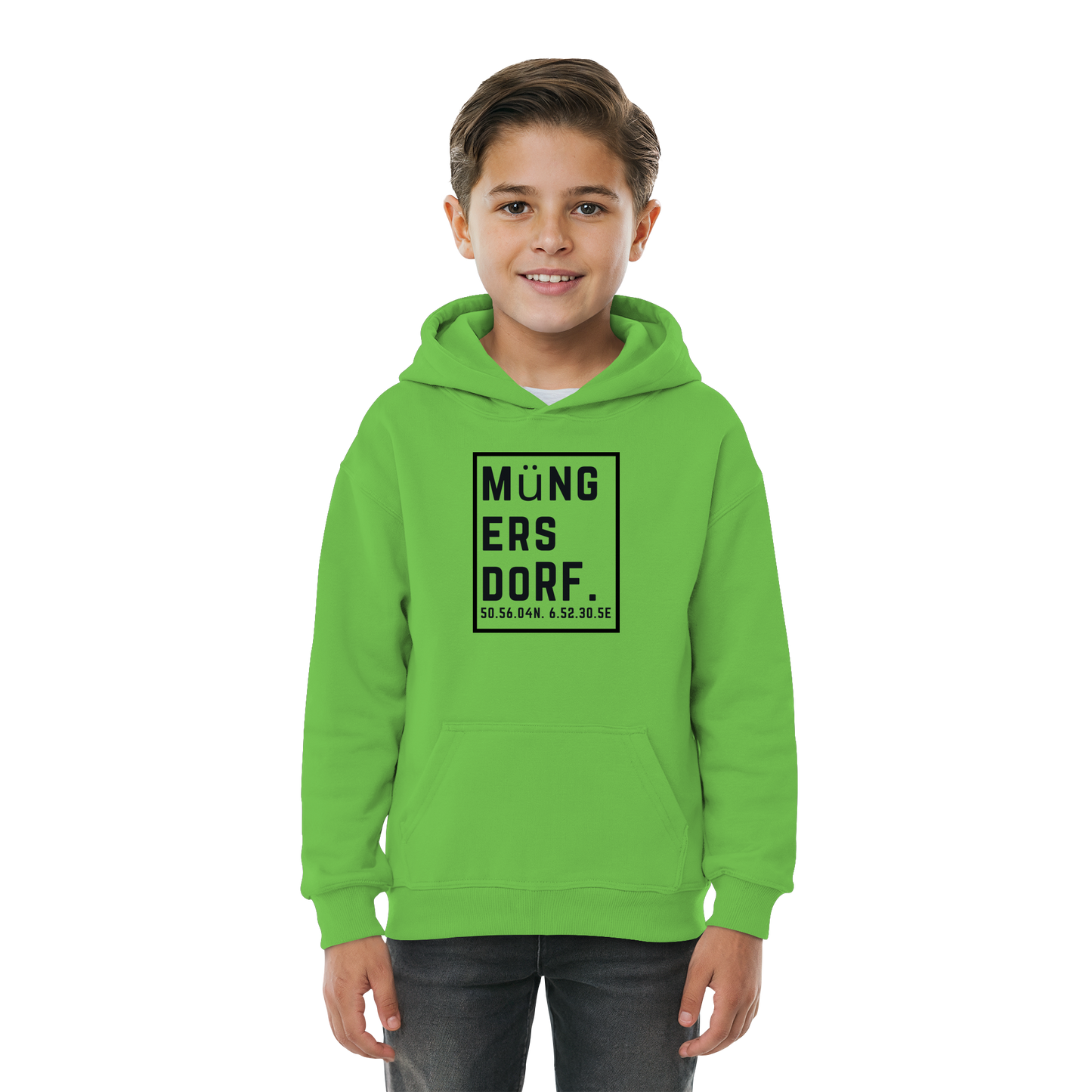 Müngersdorf Koordinaten (großer Druck auf der Brust) - Kids Basic Hoodie
