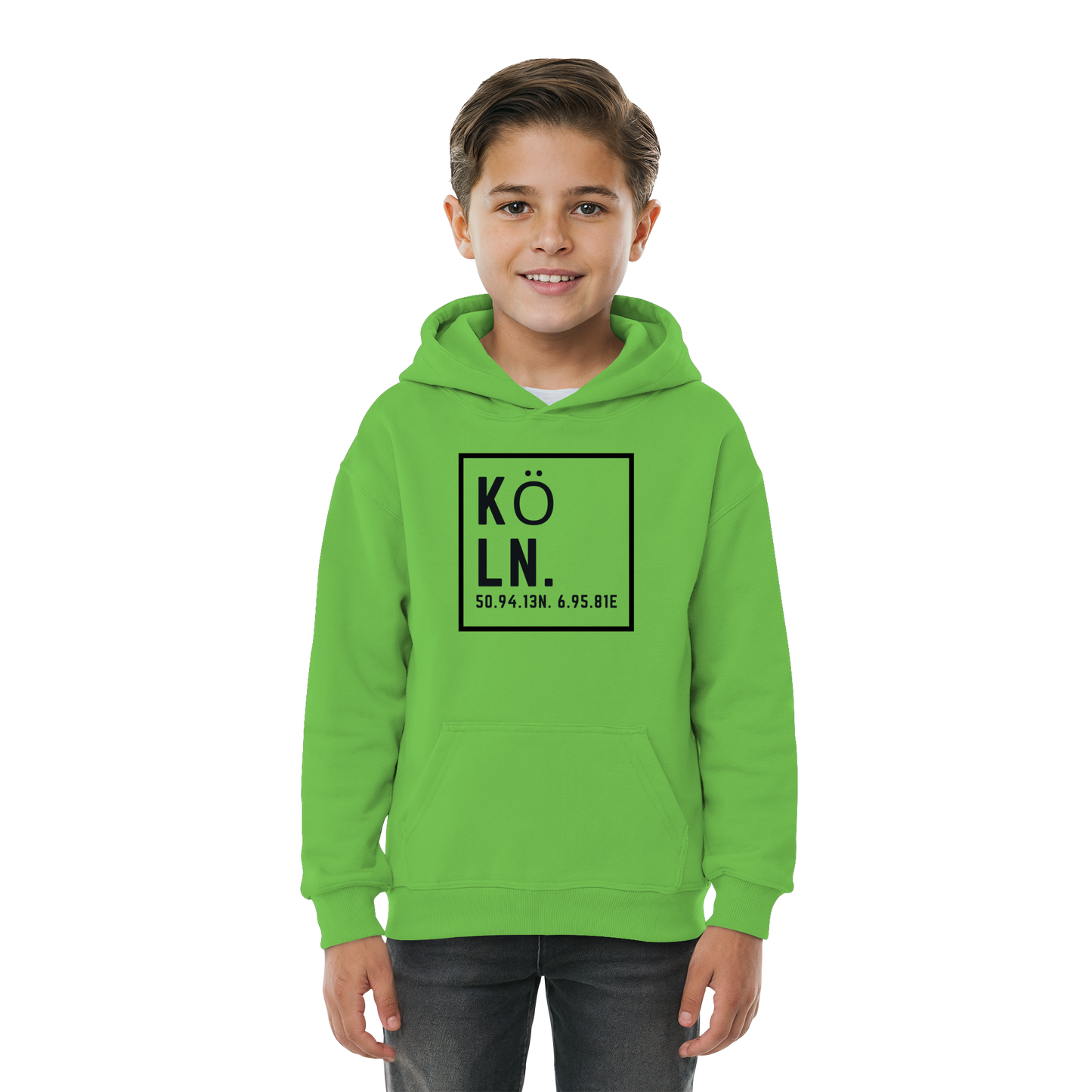 Köln Koordinaten (großer Druck auf der Brust) - Kids Basic Hoodie