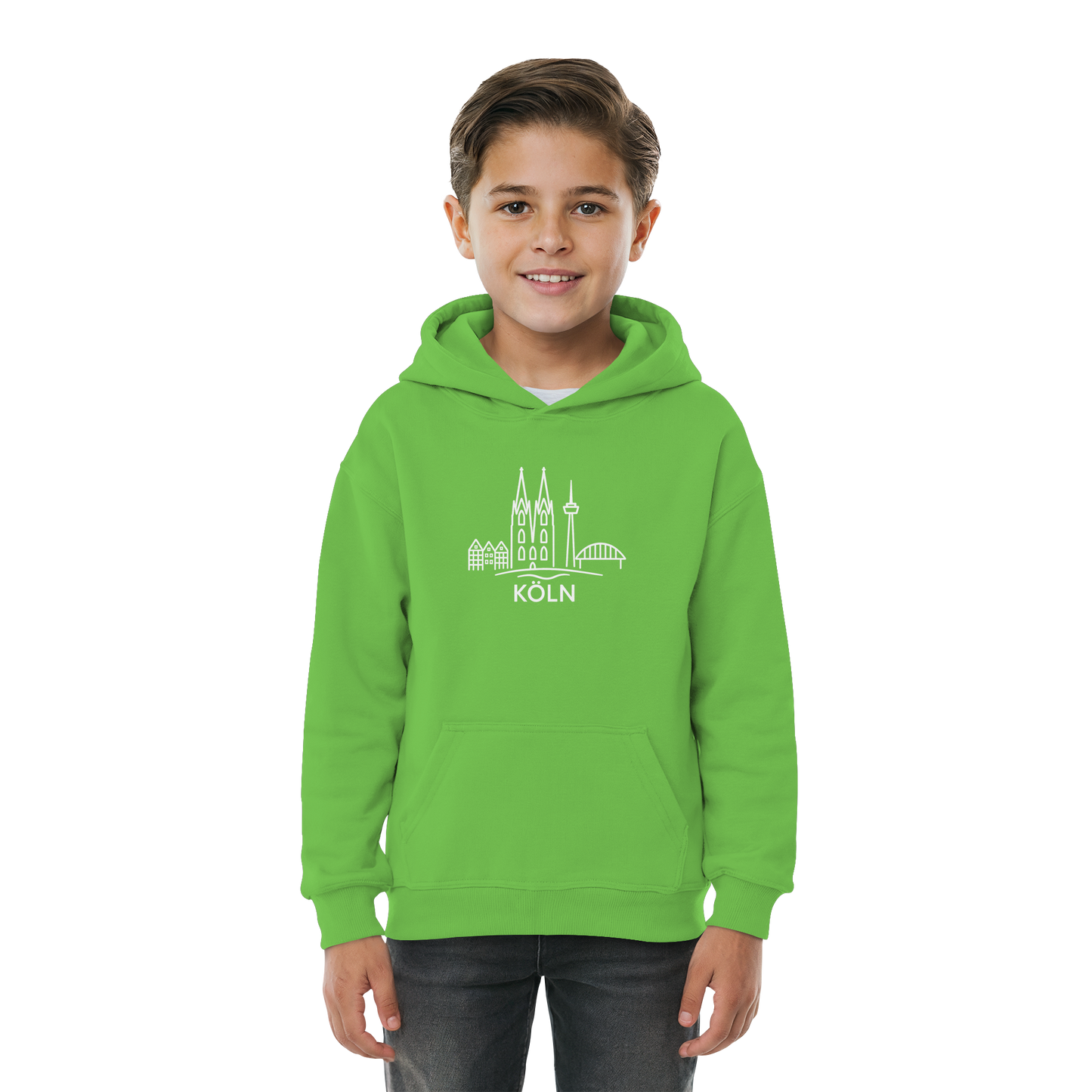 Köln Skyline (großer Druck auf der Brust) - Kids Basic Hoodie