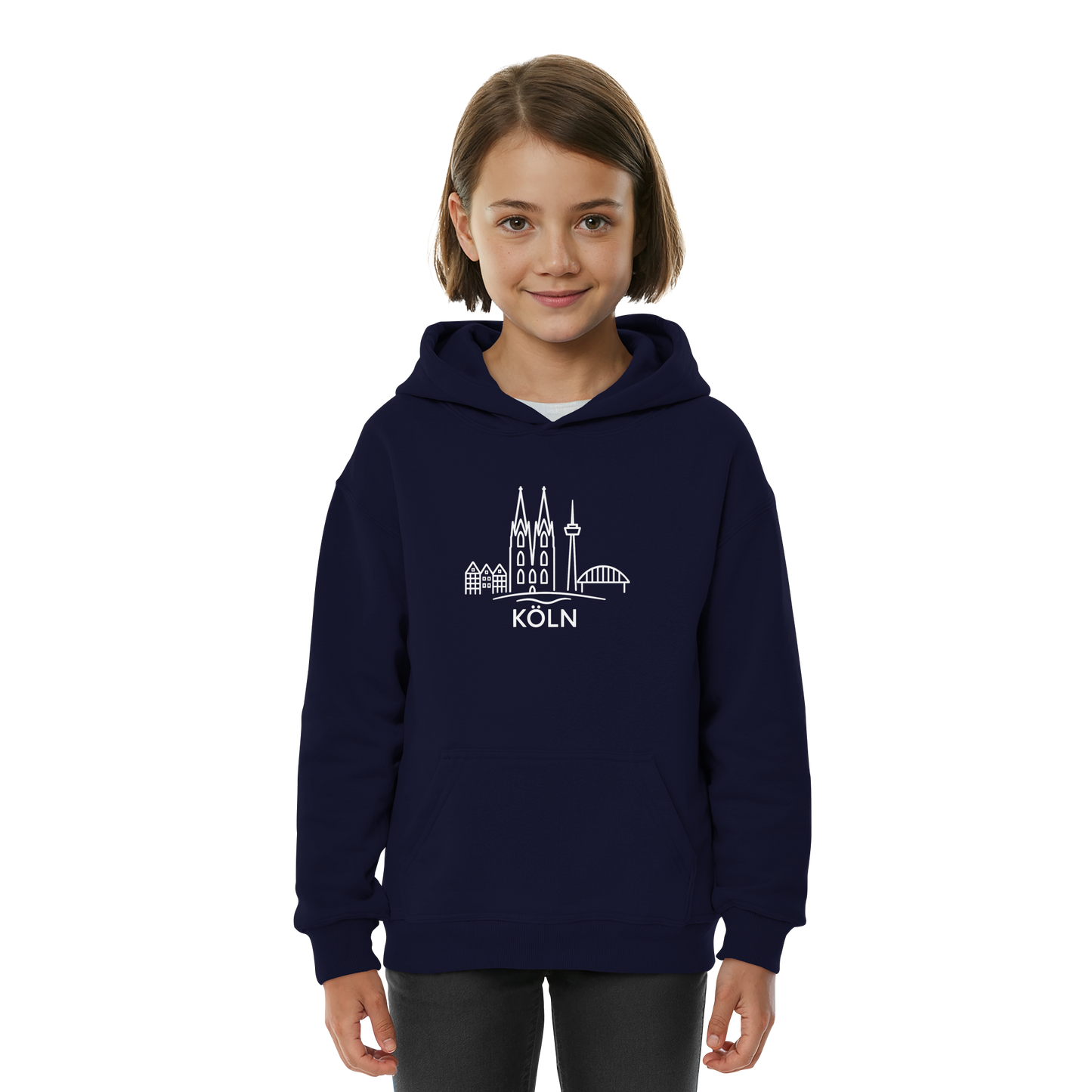 Köln Skyline (großer Druck auf der Brust) - Kids Basic Hoodie