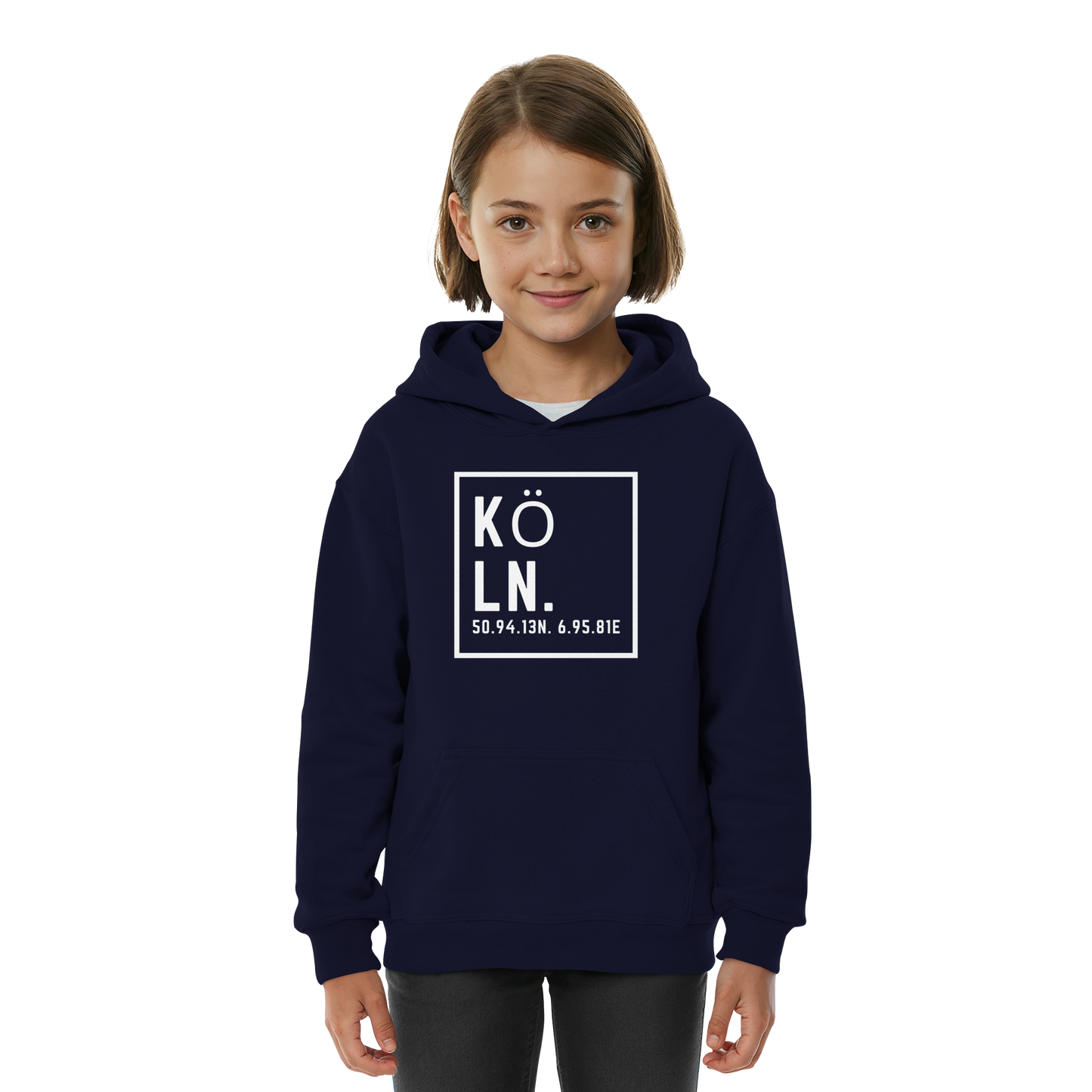 Köln Koordinaten (großer Druck auf der Brust) - Kids Basic Hoodie