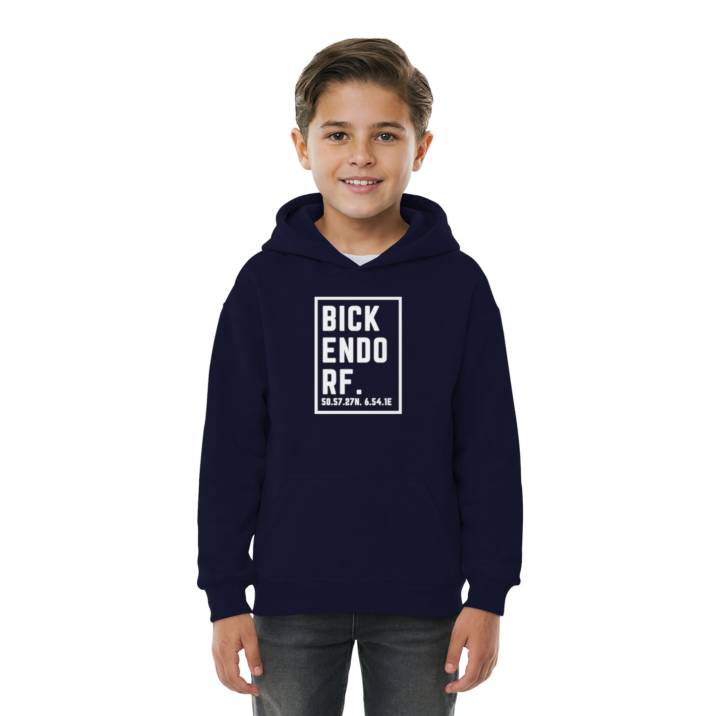 Bickendorf Koordinaten (großer Druck auf der Brust) - Kids Basic Hoodie