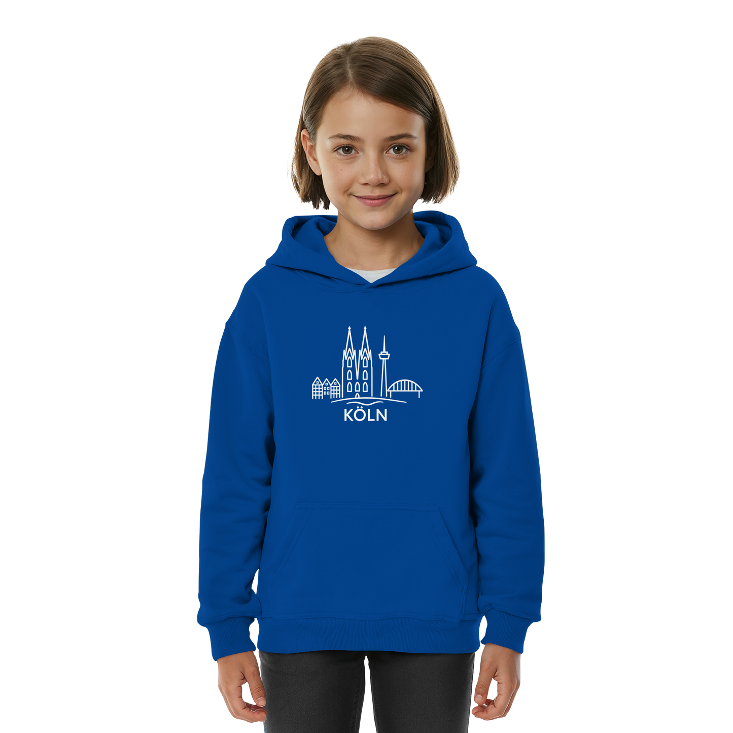 Köln Skyline (großer Druck auf der Brust) - Kids Basic Hoodie