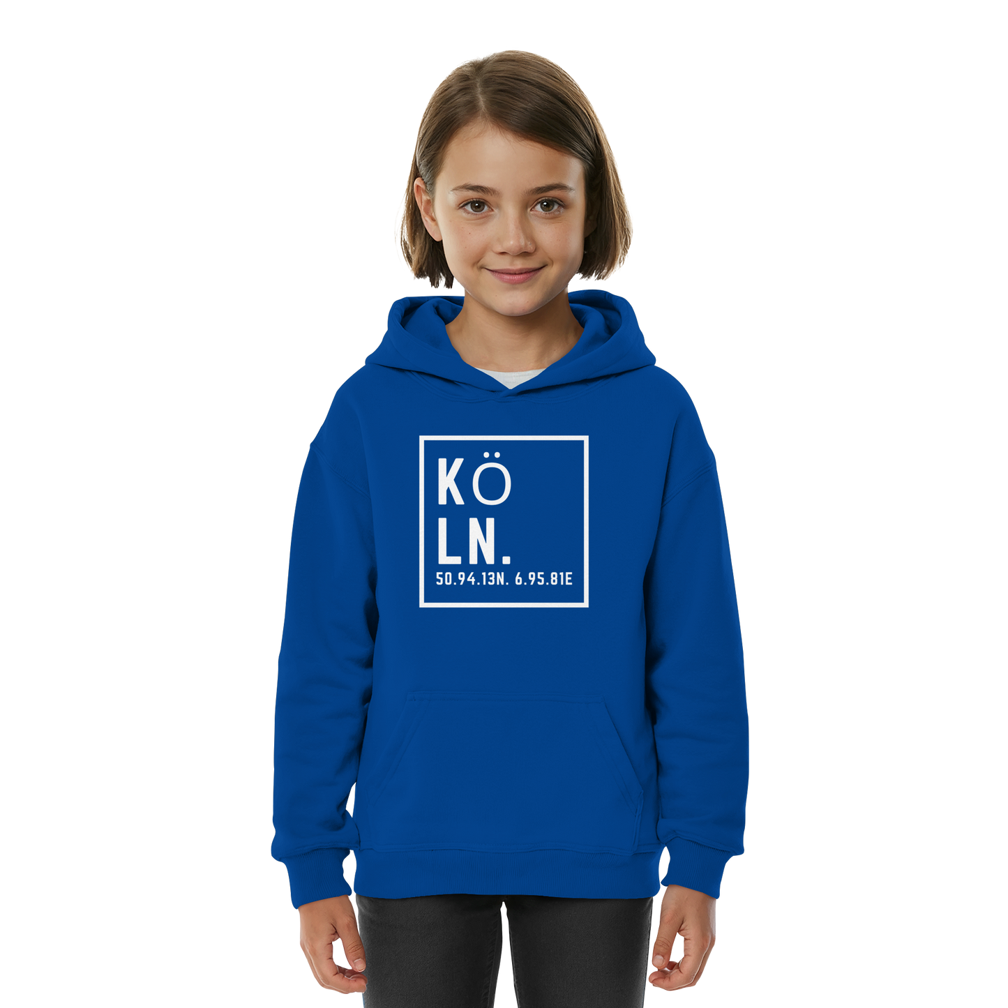 Köln Koordinaten (großer Druck auf der Brust) - Kids Basic Hoodie