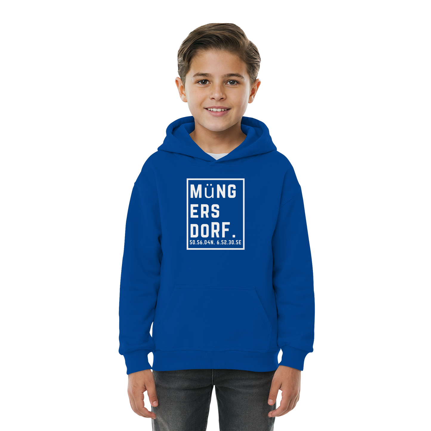 Müngersdorf Koordinaten (großer Druck auf der Brust) - Kids Basic Hoodie