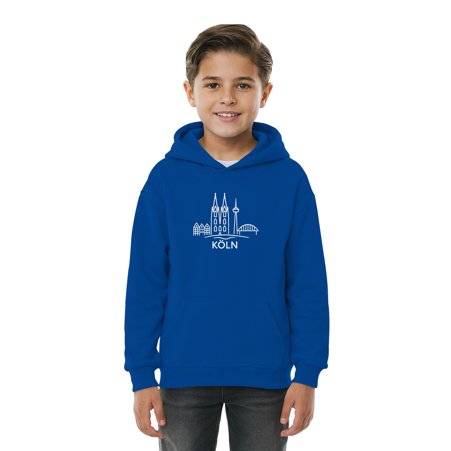 Köln Skyline (großer Druck auf der Brust) - Kids Basic Hoodie