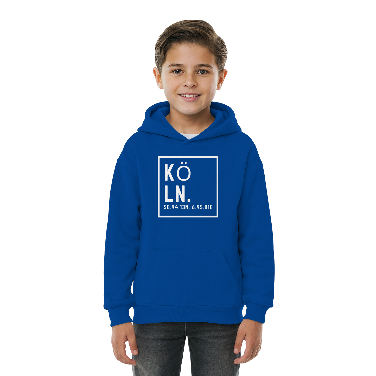 Köln Koordinaten (großer Druck auf der Brust) - Kids Basic Hoodie