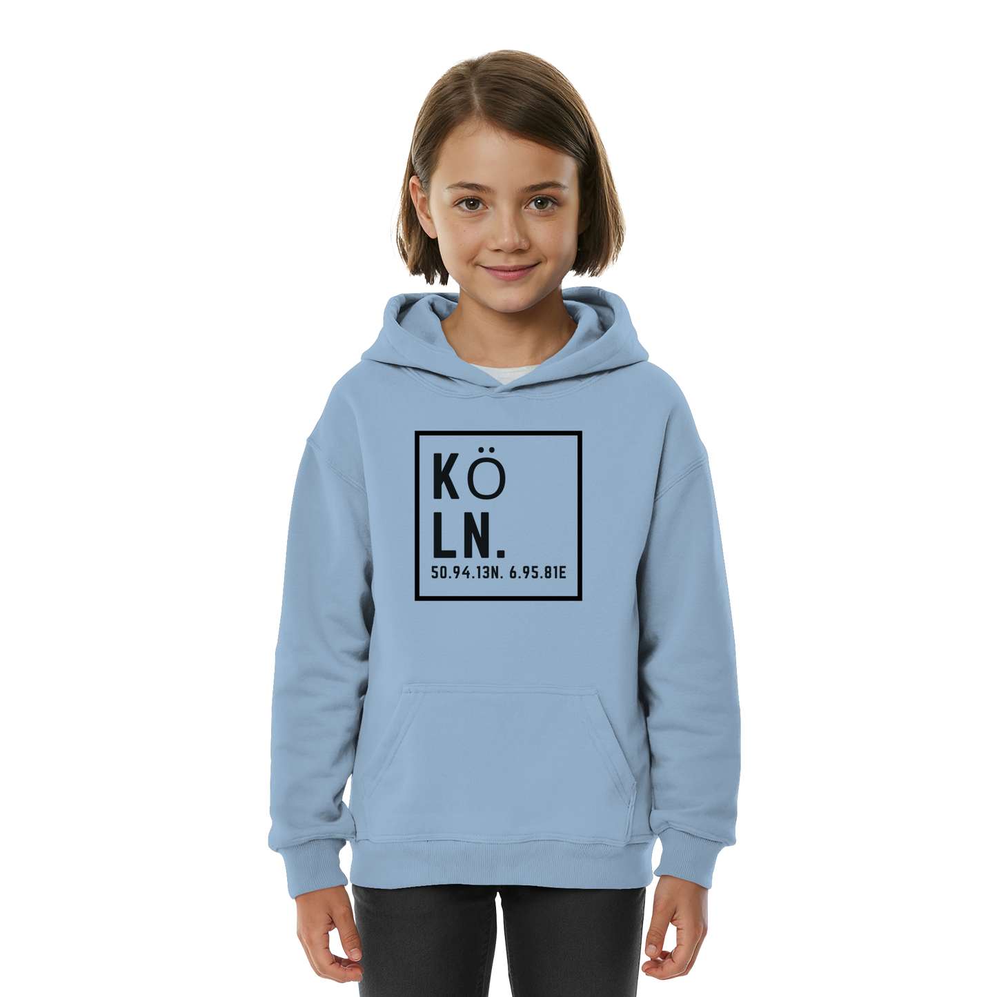 Köln Koordinaten (großer Druck auf der Brust) - Kids Basic Hoodie