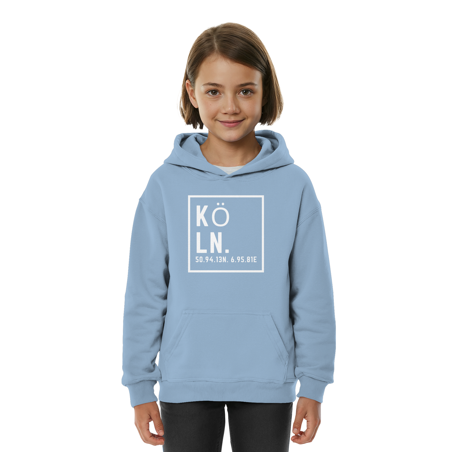 Köln Koordinaten (großer Druck auf der Brust) - Kids Basic Hoodie