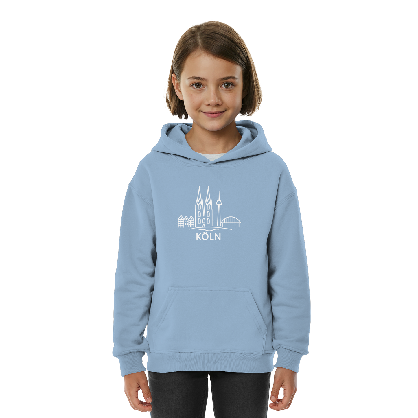 Köln Skyline (großer Druck auf der Brust) - Kids Basic Hoodie