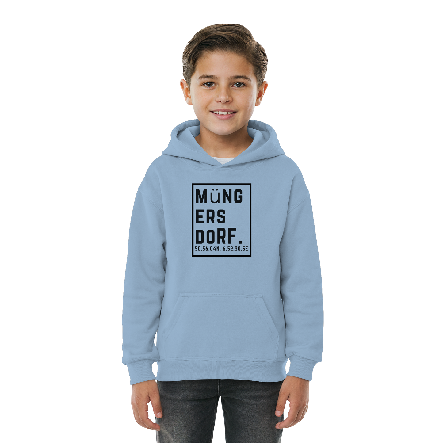 Müngersdorf Koordinaten (großer Druck auf der Brust) - Kids Basic Hoodie