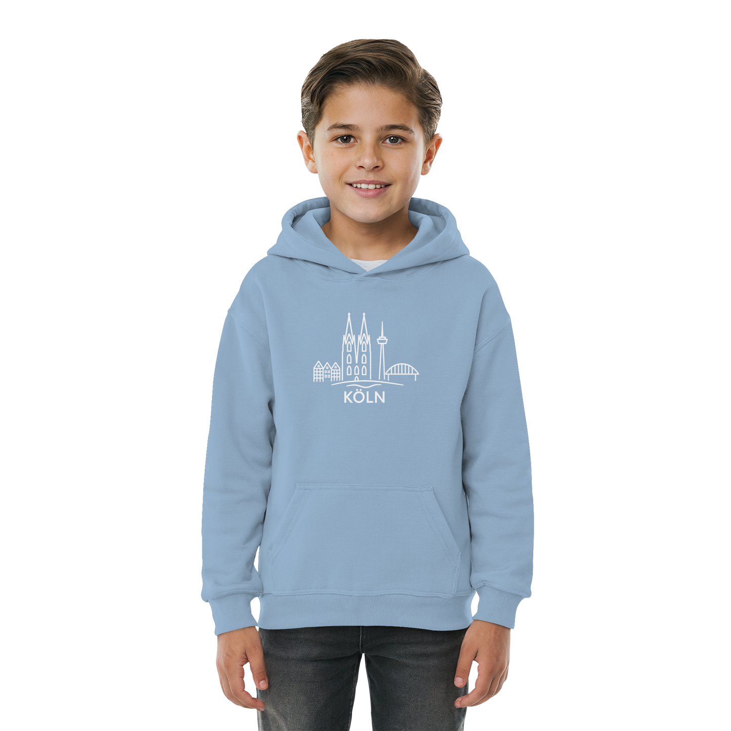 Köln Skyline (großer Druck auf der Brust) - Kids Basic Hoodie