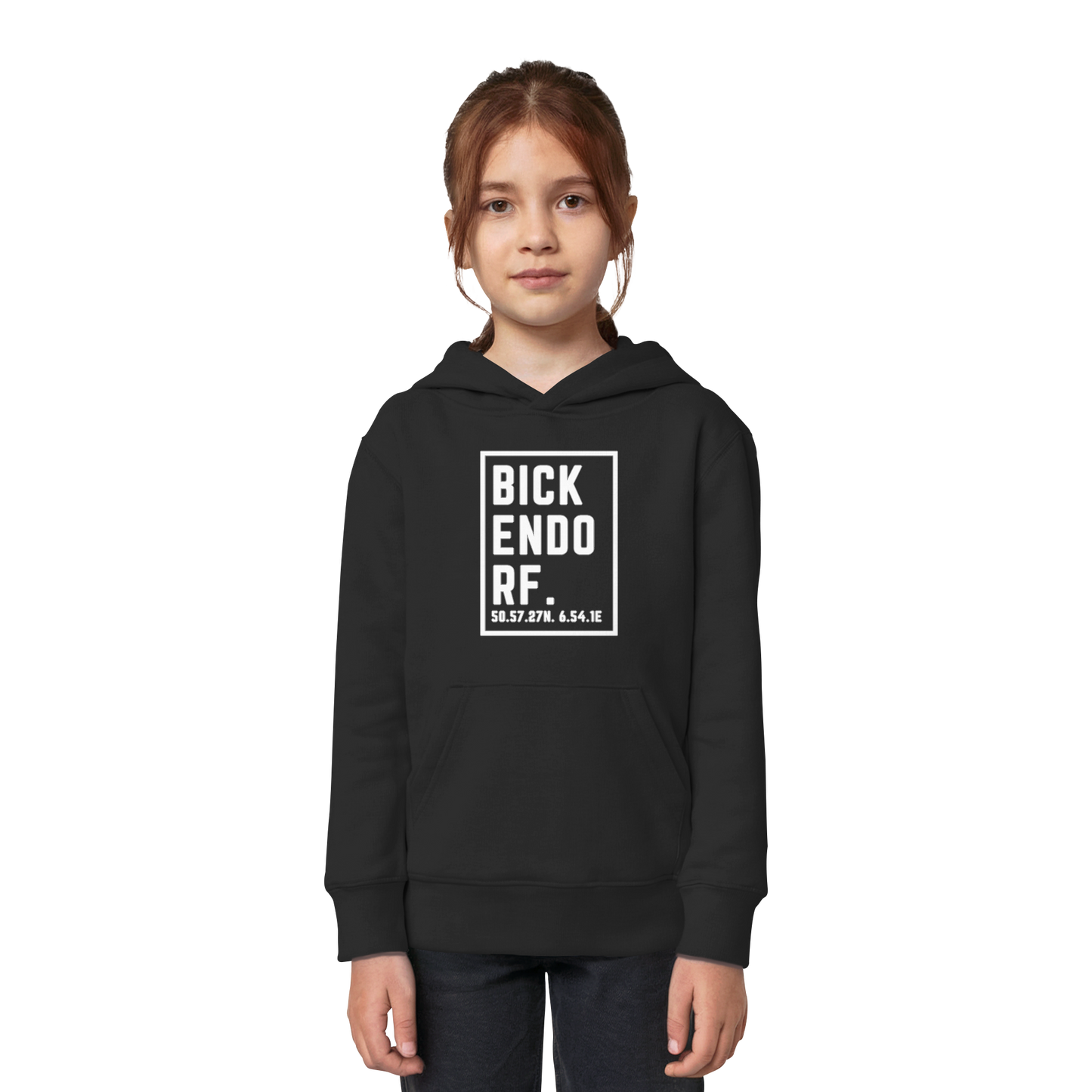 Bickendorf Koordinaten (großer Druck auf der Brust) - Kids Organic Hoodie