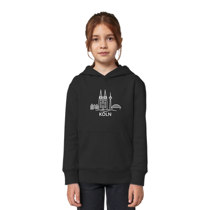 Köln Skyline (großer Druck auf der Brust) - Kids Organic Hoodie