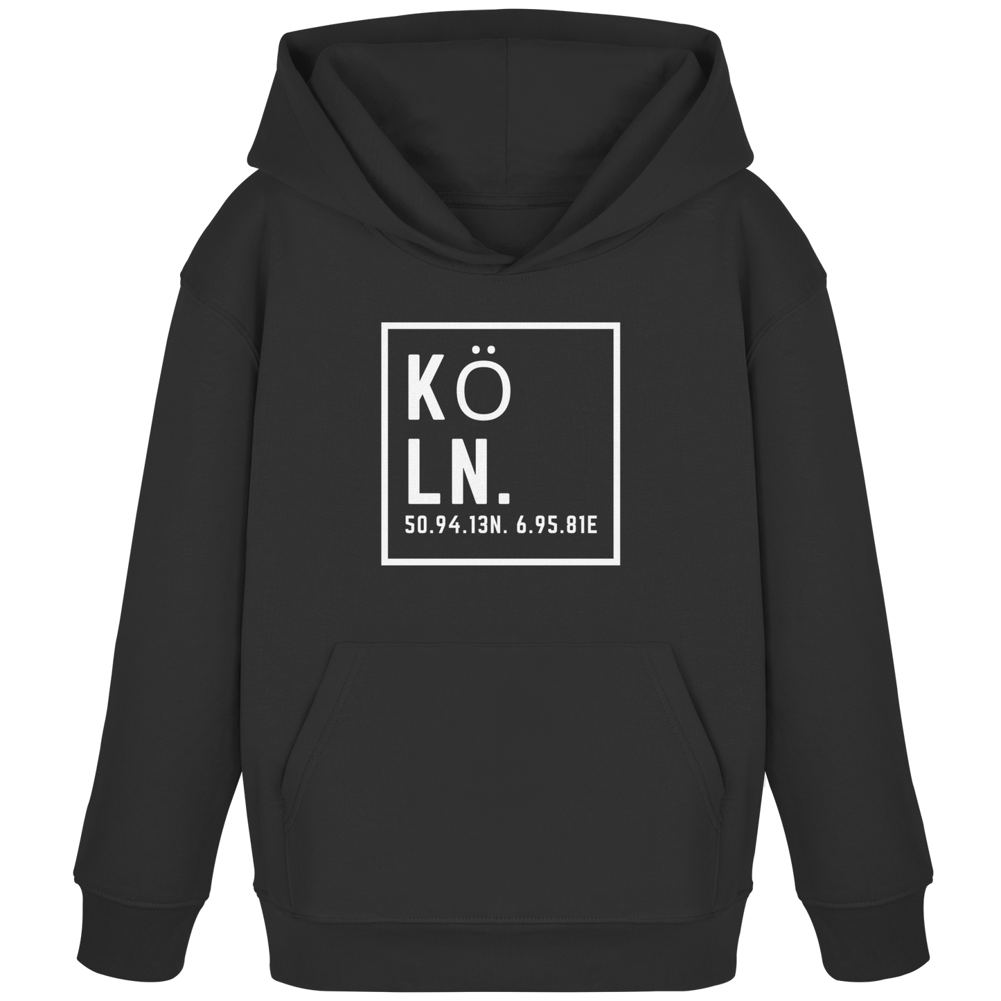 Köln Koordinaten (großer Druck auf der Brust) - Kids Organic Hoodie