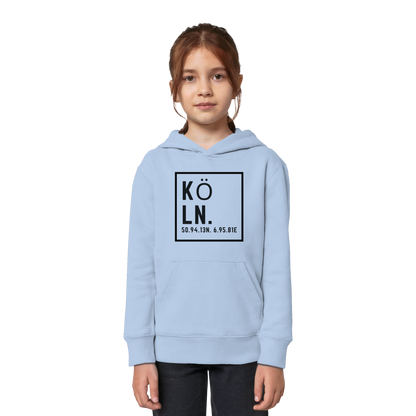 Köln Koordinaten (großer Druck auf der Brust) - Kids Organic Hoodie