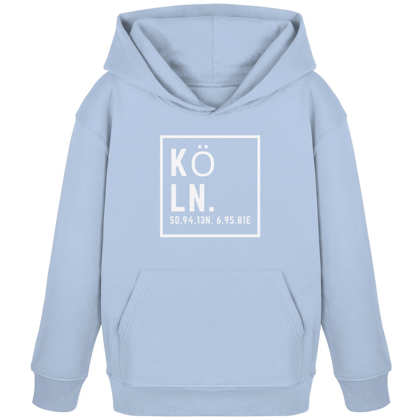 Köln Koordinaten (großer Druck auf der Brust) - Kids Organic Hoodie