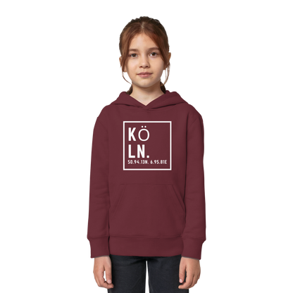 Köln Koordinaten (großer Druck auf der Brust) - Kids Organic Hoodie