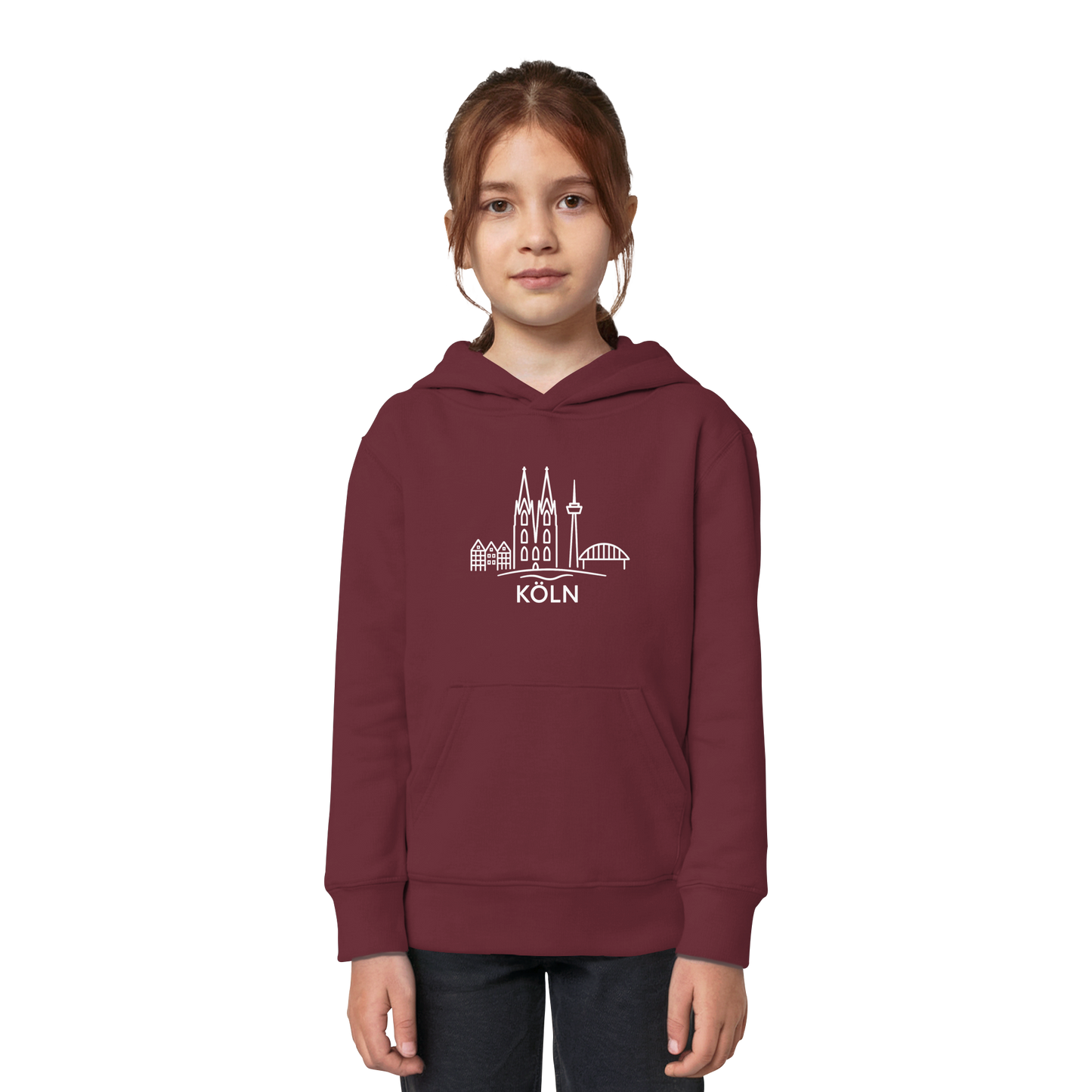 Köln Skyline (großer Druck auf der Brust) - Kids Organic Hoodie