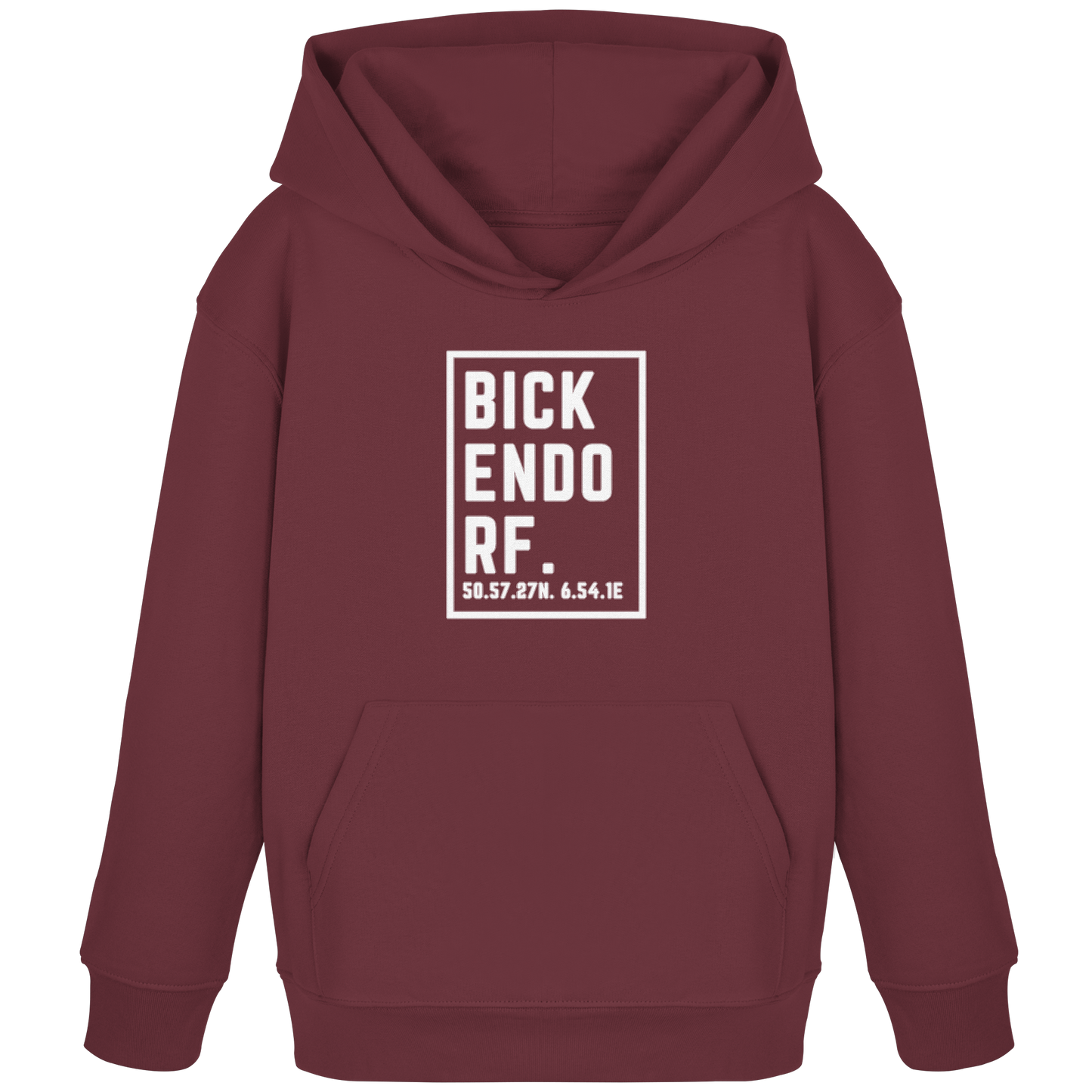 Bickendorf Koordinaten (großer Druck auf der Brust) - Kids Organic Hoodie