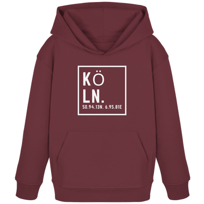Köln Koordinaten (großer Druck auf der Brust) - Kids Organic Hoodie