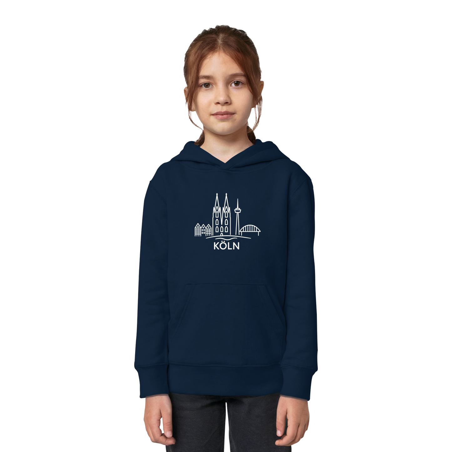 Köln Skyline (großer Druck auf der Brust) - Kids Organic Hoodie