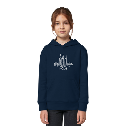 Köln Skyline (großer Druck auf der Brust) - Kids Organic Hoodie