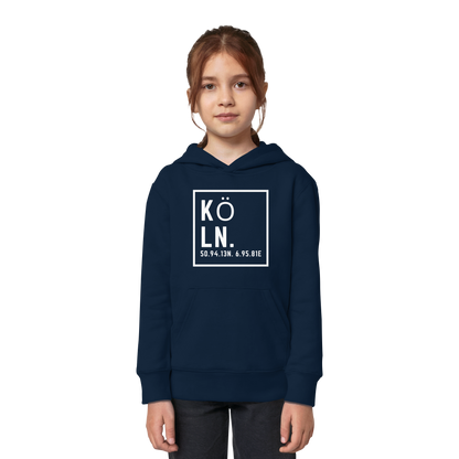 Köln Koordinaten (großer Druck auf der Brust) - Kids Organic Hoodie