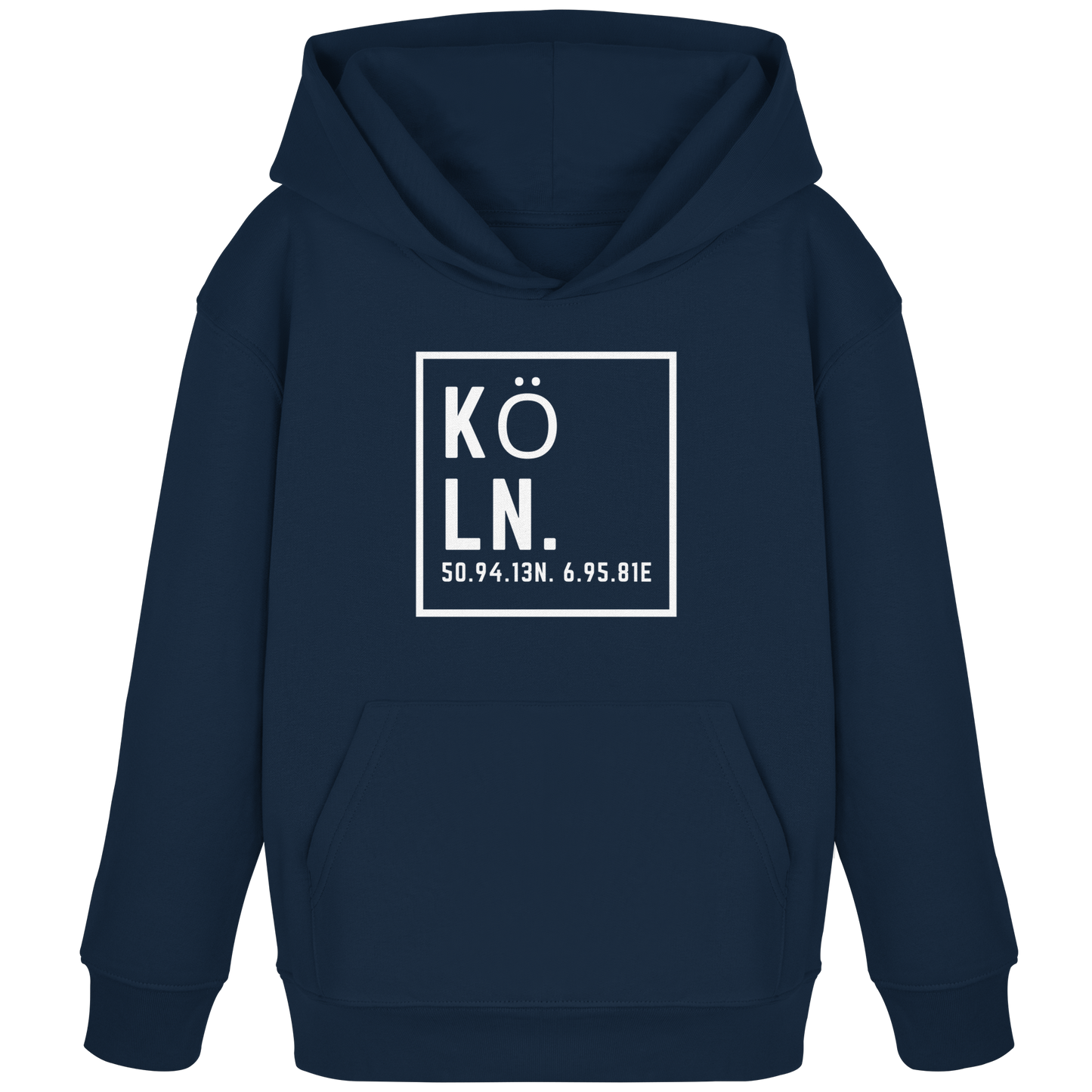 Köln Koordinaten (großer Druck auf der Brust) - Kids Organic Hoodie