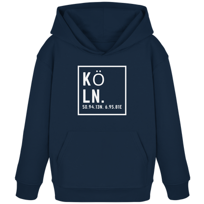 Köln Koordinaten (großer Druck auf der Brust) - Kids Organic Hoodie