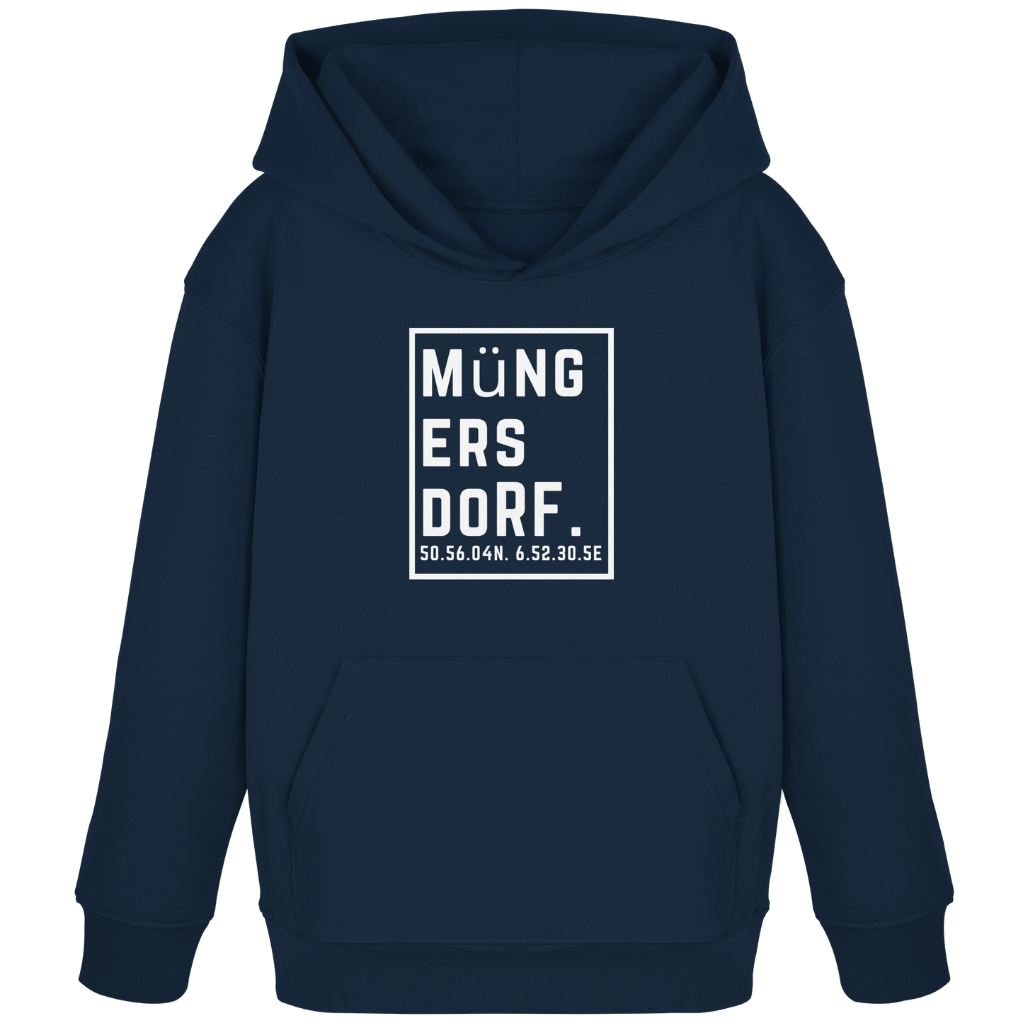 Müngersdorf Koordinaten (großer Druck auf der Brust) - Kids Organic Hoodie