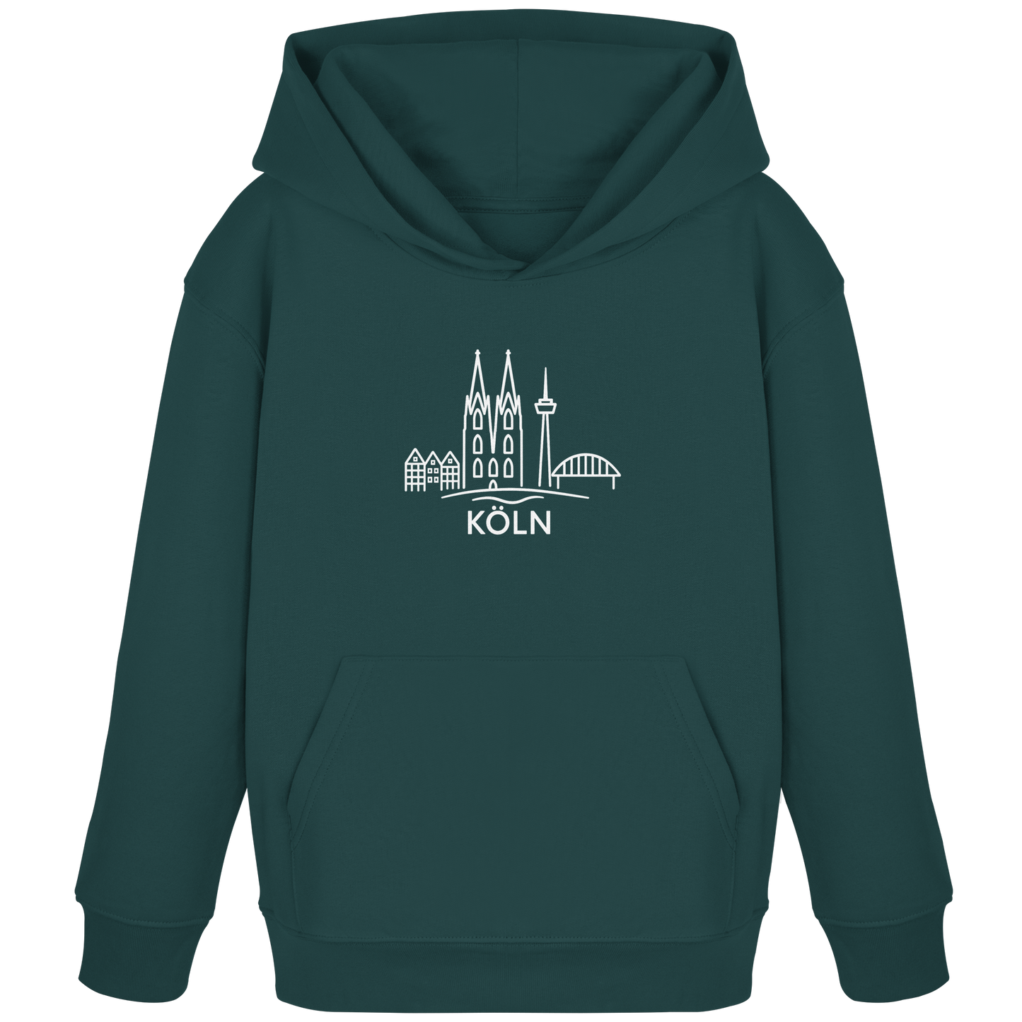 Köln Skyline (großer Druck auf der Brust) - Kids Organic Hoodie