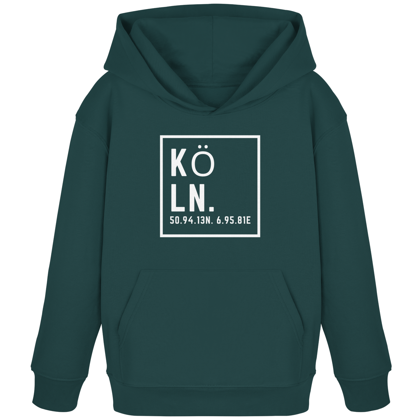 Köln Koordinaten (großer Druck auf der Brust) - Kids Organic Hoodie