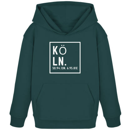 Köln Koordinaten (großer Druck auf der Brust) - Kids Organic Hoodie