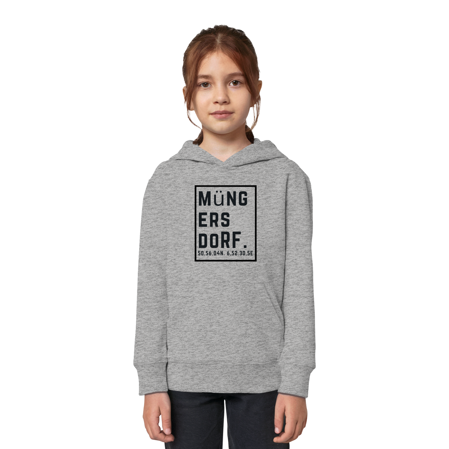 Müngersdorf Koordinaten (großer Druck auf der Brust) - Kids Organic Hoodie