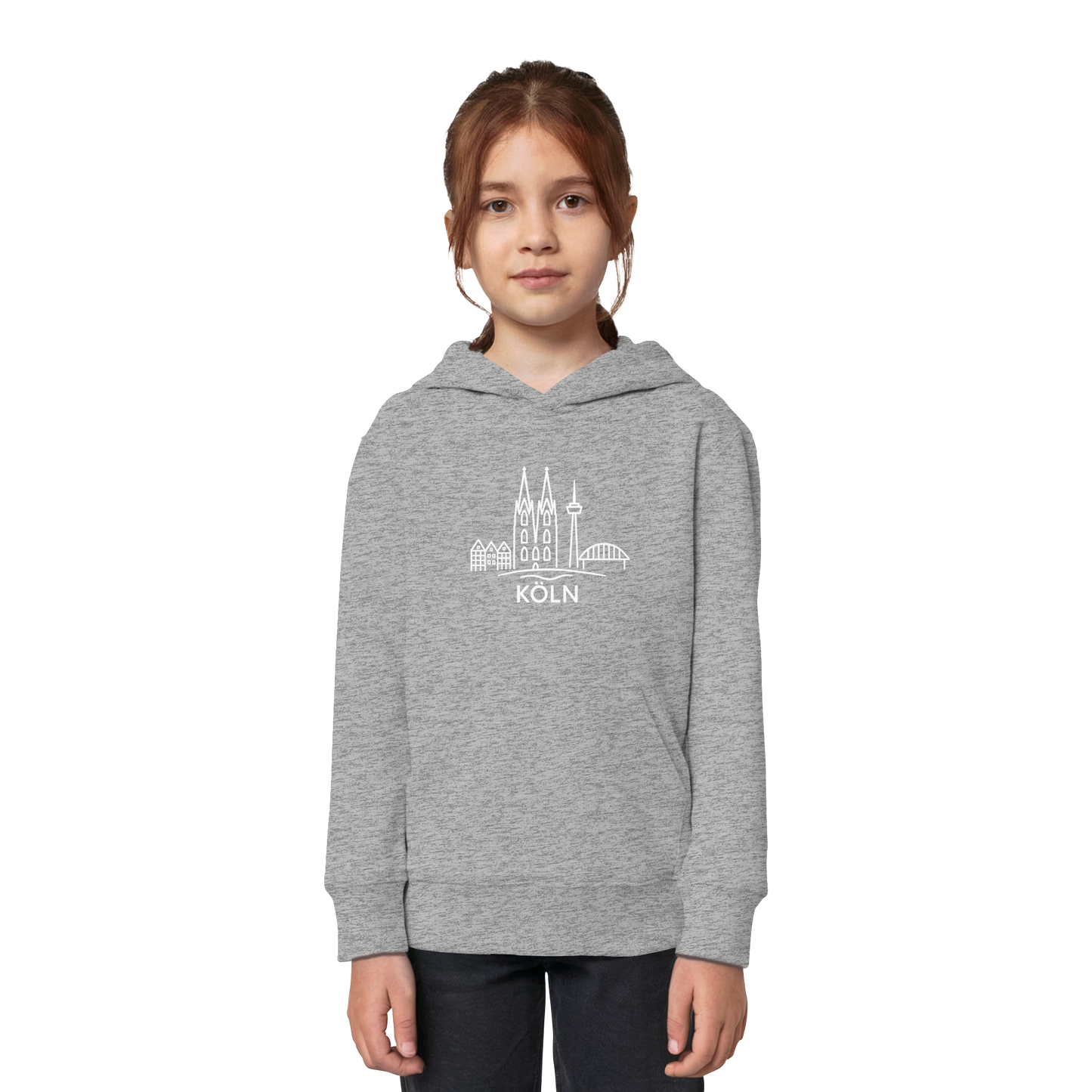 Köln Skyline (großer Druck auf der Brust) - Kids Organic Hoodie