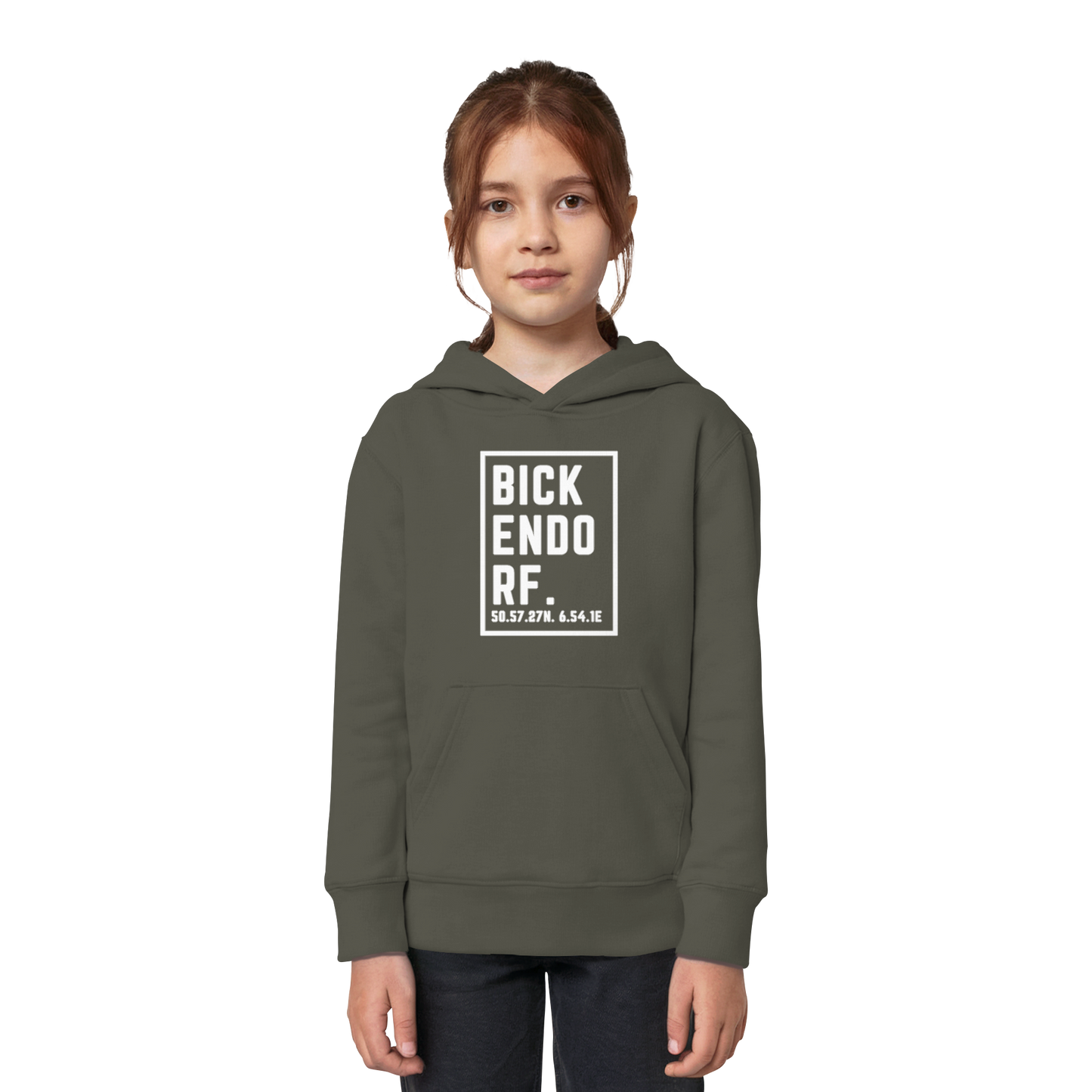 Bickendorf Koordinaten (großer Druck auf der Brust) - Kids Organic Hoodie