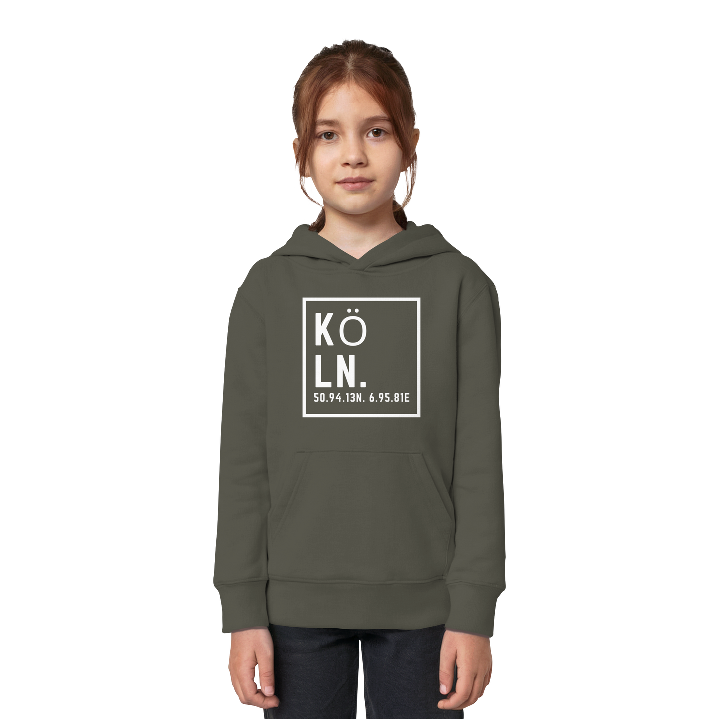 Köln Koordinaten (großer Druck auf der Brust) - Kids Organic Hoodie