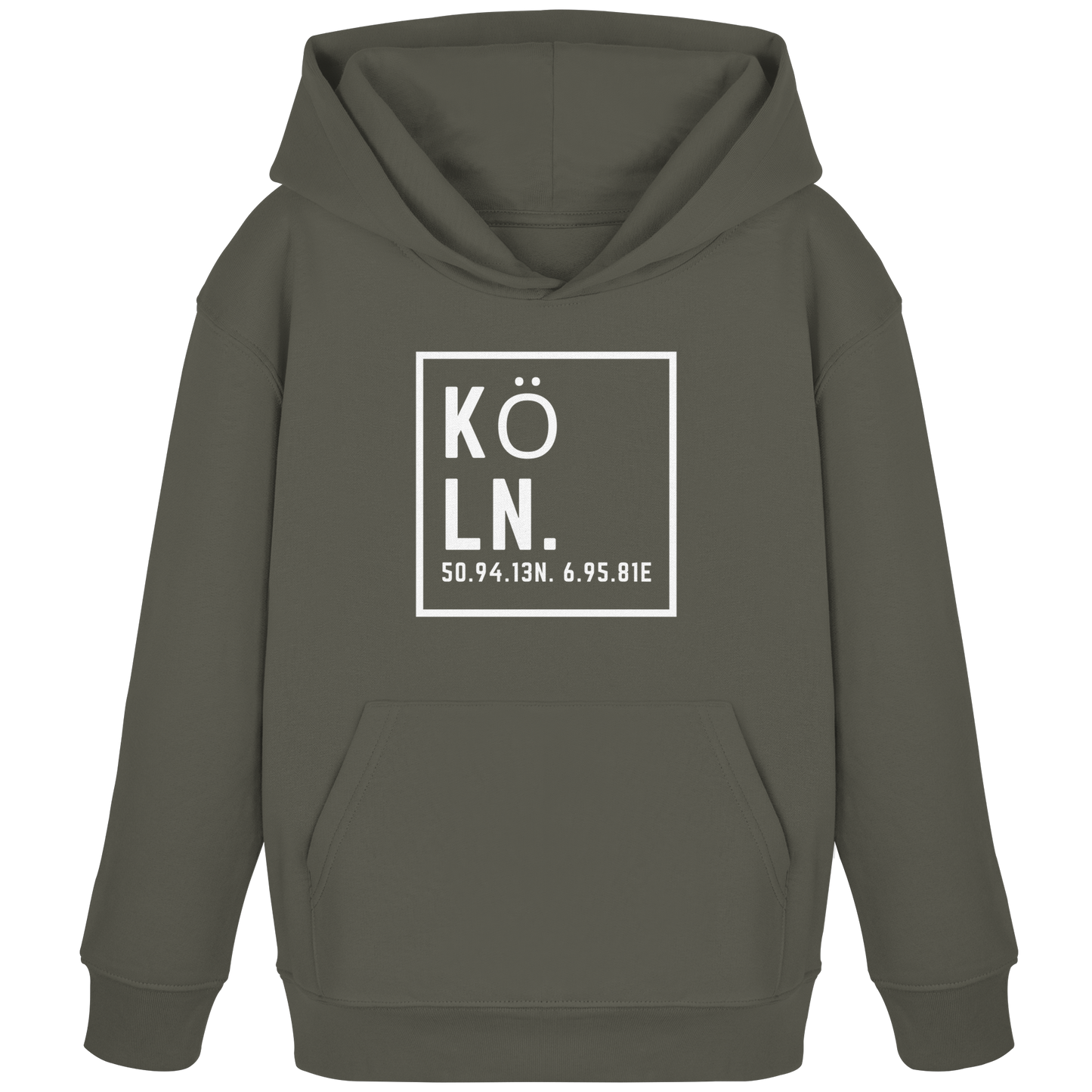 Köln Koordinaten (großer Druck auf der Brust) - Kids Organic Hoodie