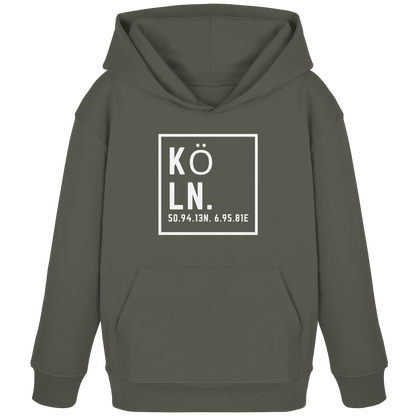 Köln Koordinaten (großer Druck auf der Brust) - Kids Organic Hoodie