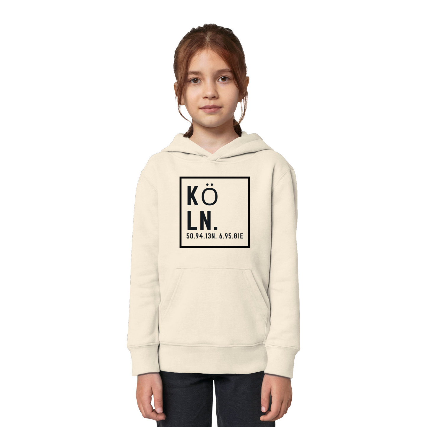 Köln Koordinaten (großer Druck auf der Brust) - Kids Organic Hoodie