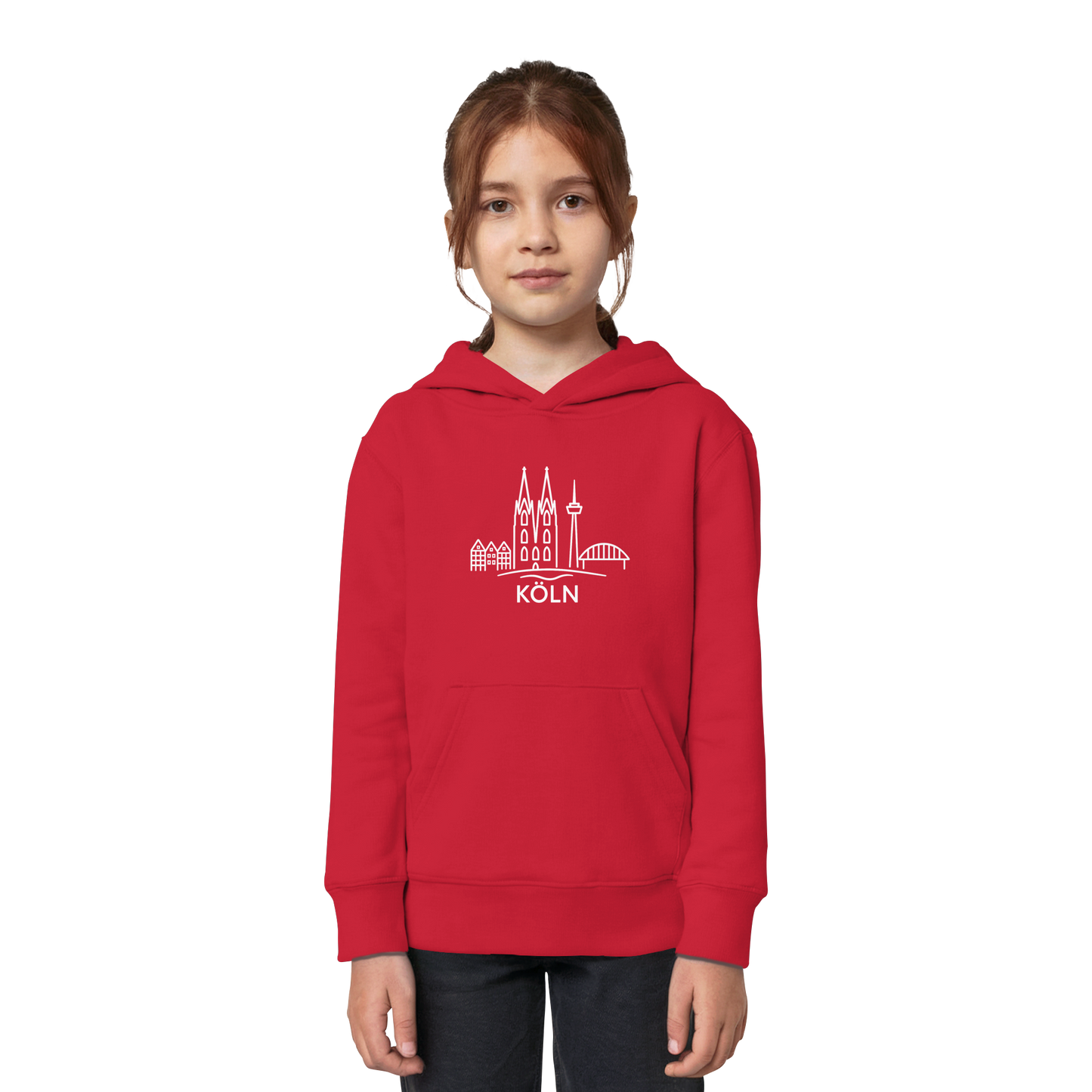 Köln Skyline (großer Druck auf der Brust) - Kids Organic Hoodie